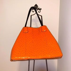 Orange textured paisley print purse